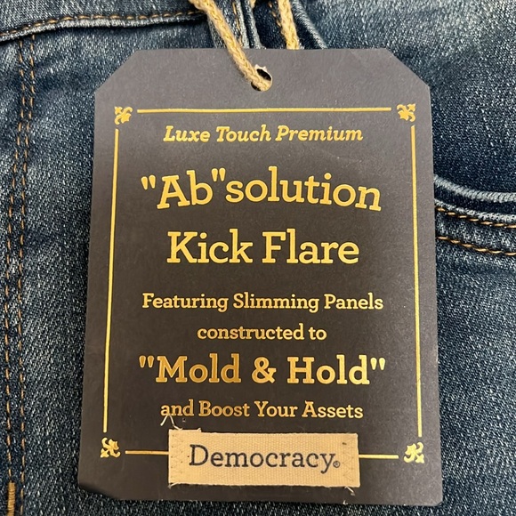 Democracy Ab"solution Mid Blue Kick Flare Jeans with Double Layer Fray Hem - Picture 5 of 8